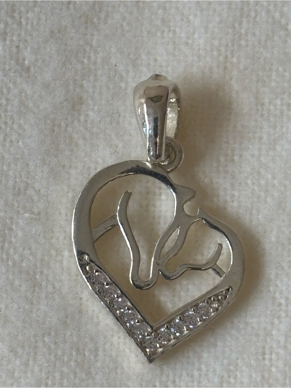 925 Mare & Foal Horse Heart Sterling Silver Pendant